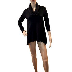 Women's Wool Cashmere Blend Black Cowl Neck Tunic Sweater Size SMALL